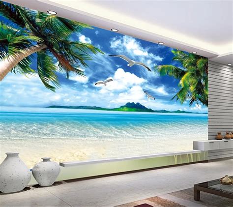 Custom wall mural landscape, Hawaii beach murals for the living room ...