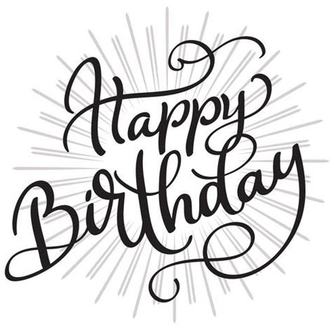 Happy Birthday words on white background. Hand drawn Calligraphy lettering Vector illustration ...