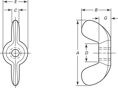 Wing Nut Dimensions Sizes Chart