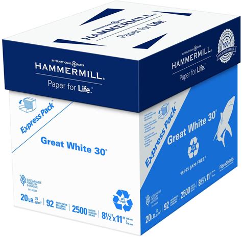 Hammermill Paper, Great White 30% Recycled Printer Paper, 8.5 x 11 ...