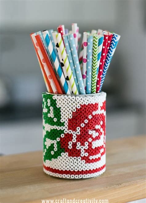 DIY Beaded Tin Can Pencil Holder - Shelterness