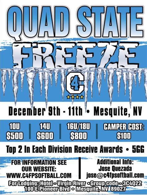 2022 Quad State Freeze, Mesquite, NV, December 9-11 – C4 Fastpitch Softball Tournaments