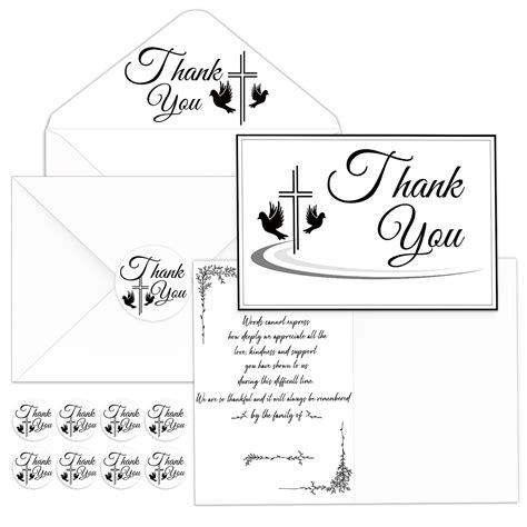 Buy 50 Pack Funeral Thank You Cards with Message Inside and Envelopes Religious Dove Bereavement ...