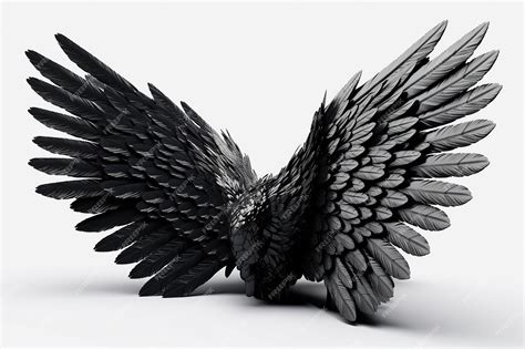 Premium AI Image | Dark Elegance 3D Illustration of Black Angel Wings ...