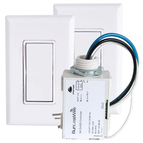 RunLessWire 3-Way Wireless Light Switch Kit with 1 Controller and 2-Light Switches in White RW9 ...