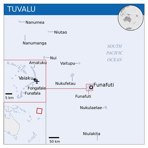 Large political map of Tuvalu with island names and airport | Tuvalu ...