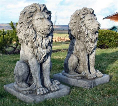 Large Stone Cast Sitting Lion Ornaments for the Garden | Lion garden ... | Animal statues, Lion ...