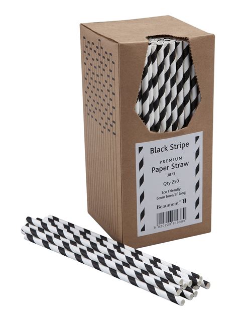 Black & White Striped Paper Straws (Pack 250) - Barcare