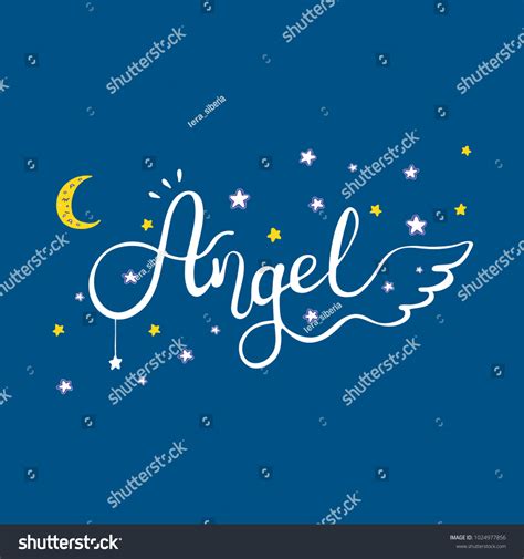 Modern Vector Calligraphy Lettering Angel Print Stock Vector (Royalty ...