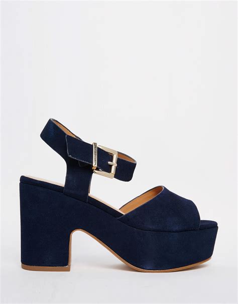 Lyst - Aldo Nathalia Navy Platform Heeled Sandals in Blue