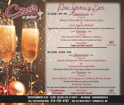 Ciro's New Year's Eve Specials!