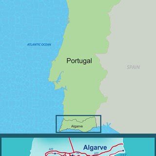 Map of Portugal, showing where Zoomarine is located.... | Download ...