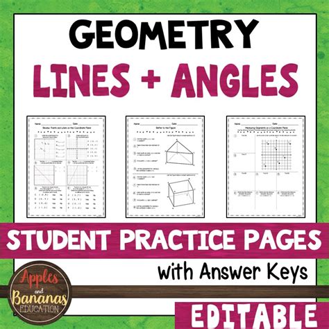 Lines and Angles - Editable Student Practice Pages | Made By Teachers