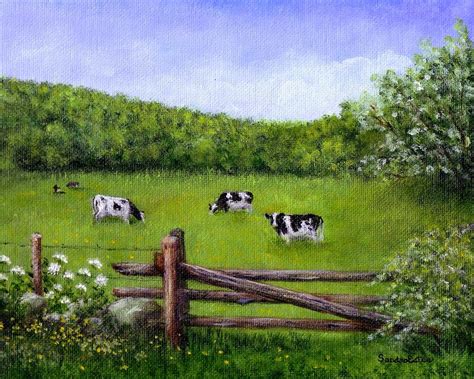 Cows In The Pasture Painting by Sandra Estes - Fine Art America