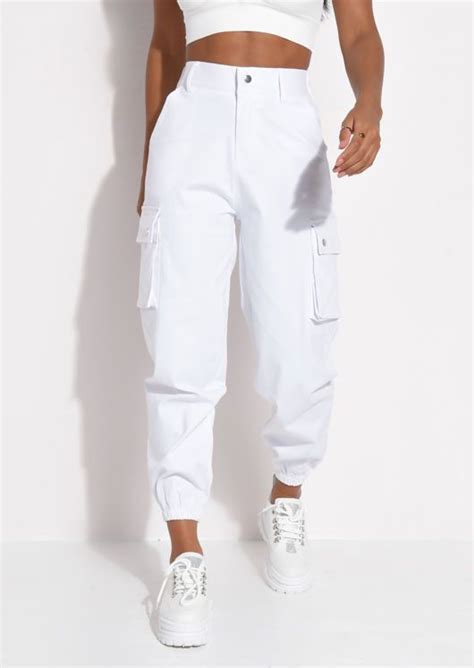 Utility Relax Fit Cargo Jogger Trousers White | Cute sweatpants outfit ...