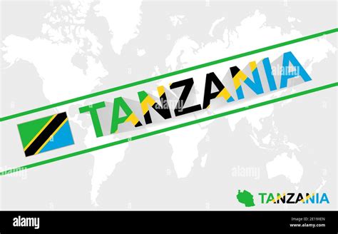 Tanzania map flag and text illustration, on world map Stock Vector ...