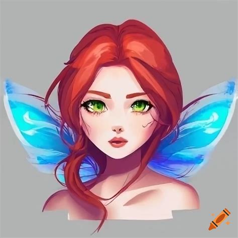 Anime girl with red hair and fairy wings