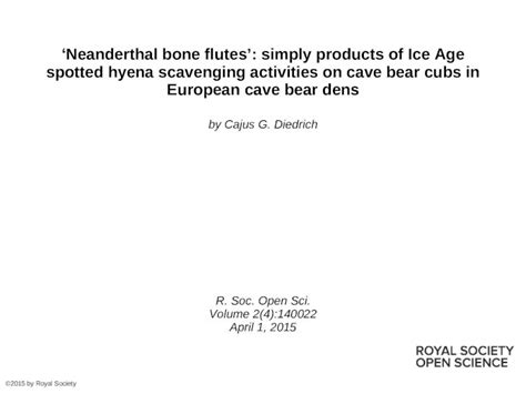 (PPT) ‘Neanderthal bone flutes’: simply products of Ice Age spotted ...