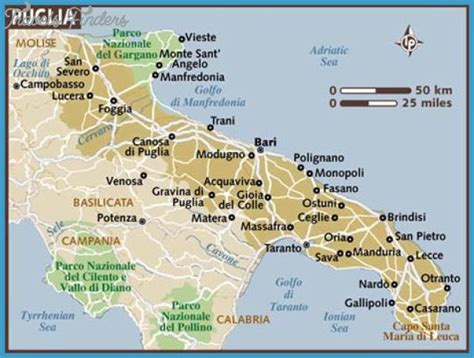 Puglia Map - TravelsFinders.Com