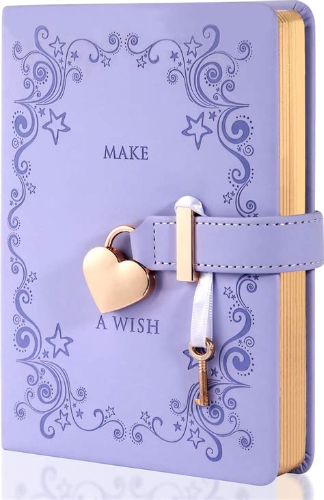 Buy CAGIE Girls Diary with Lock and Key, Heart-Shaped Lock Diary Notebook with Key, B6 Purple ...