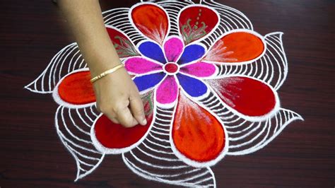 Simple & easy freehand colour rangoli for pongal - beautiful kolam 2019 ...