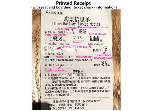 How to read China bullet train tickets