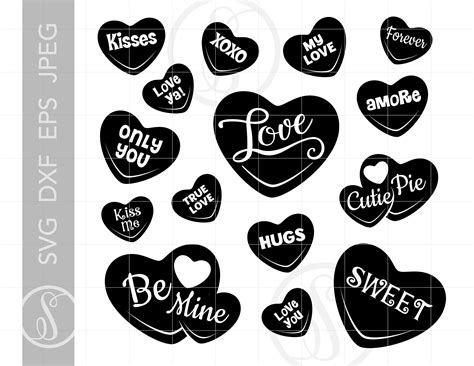 Candy Hearts SVG Clip Art Cut Files Valentines Hearts Svg | Etsy