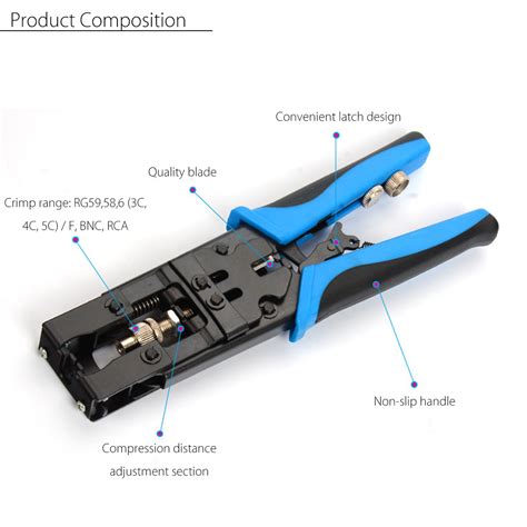 Crimper pliers tool coax compression crimping cable connectors wire ...