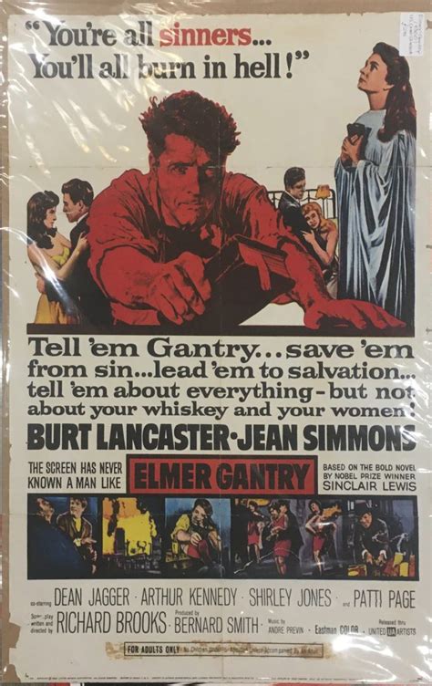 Elmer Gantry 1960 US One Sheet Movie Poster - BHP Collectibles