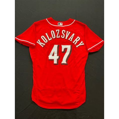 Mark Kolozsvary -- Game Used Red Alternate Jersey -- CLE vs. CIN on 3/18/22 -- Size 44 ...