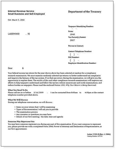 Irs Audit Letter Sample - Free Printable Documents