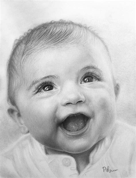 Custom Hand Drawn Baby Portrait, Drawing from Photo, Newborn Portrait ...