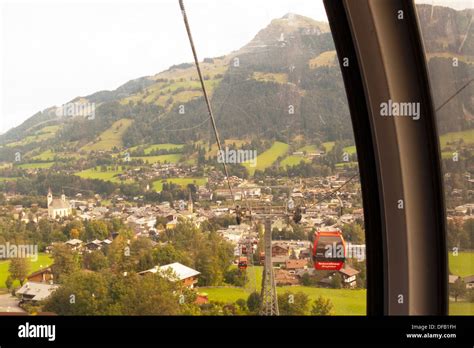 Austria kitzbuhel Europe summer view of Kitzbuhel from the hahnenkamm cable car ride, Horn ...