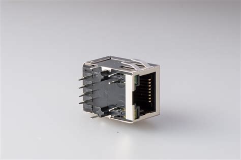 Vertical 90 Degree RJ45 With Transformer 8 Pin Single Port With Shield And LED