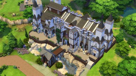 I made an entirely Base Game British Manor House Hotel/Wedding Venue ...