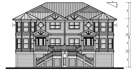 Simple roof house front elevation 2d cad drawing - Cadbull