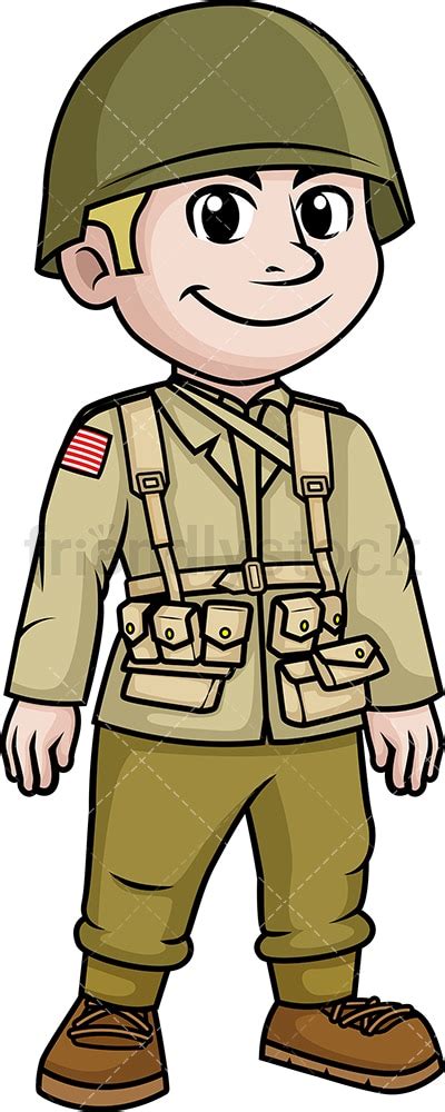 WW2 American Soldier Cartoon Clipart Vector - FriendlyStock