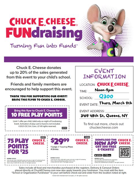 Chuck E. Cheese Fundraising (3/9/2023) - Q300 PTA