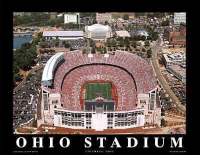 Rare OHIO STATE BUCKEYES HORSESHOE Football Stadium Aerial View POSTER ...