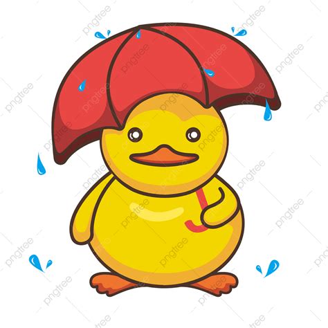 Little Duck Clipart Hd PNG, Umbrella Little Yellow Duck Cartoon Duck ...