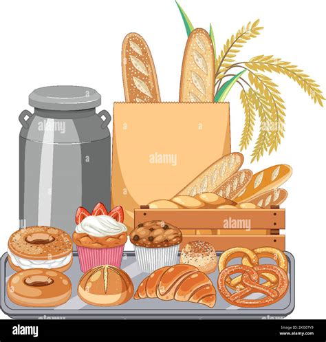 Bread and pastry products illustration Stock Vector Image & Art - Alamy