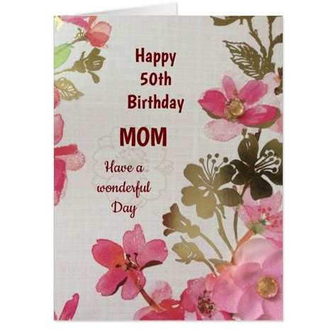 Large Happy 50th Birthday Mom Card | Zazzle.com