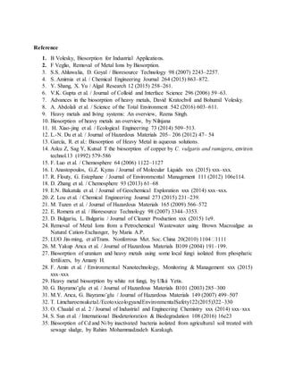 Biosorption of heavy metals | PDF