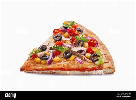 Slice of fresh italian classic original vegetarian Pizza isolated on white background Stock ...