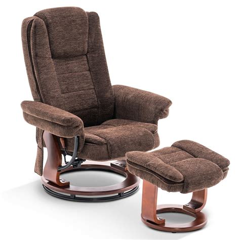Mcombo Recliner Chair with Ottoman, Fabric Accent Chair with Vibration Massage, Swivel Chair ...