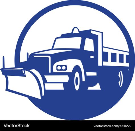 Snow Plow Truck Circle Retro Royalty Free Vector Image