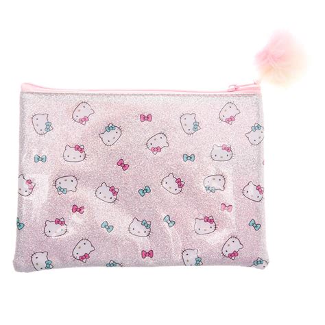 Hello Kitty® Glitter Pencil Case - Pink/Silver | Claire's