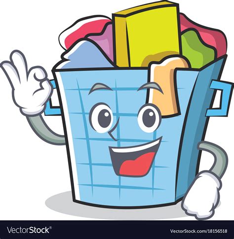 Okay laundry basket character cartoon Royalty Free Vector