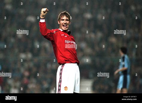 Manchester United's David Beckham celebrates their first goal Stock ...