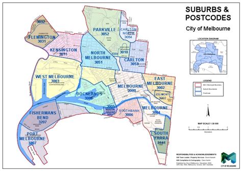 City of Melbourne Suburb and Postcode Boundary Map | Melbourne